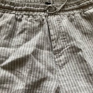 Gray and white linen pants